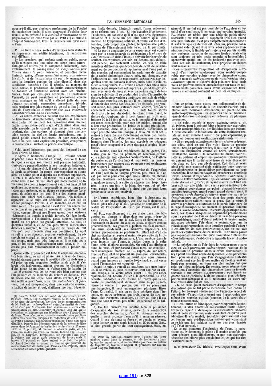 Page 145 of La Semaine médicale, continuing Marcel Baudouin’s observations of Pujol’s demonstrations.